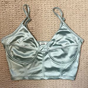 Garage Blue satin bustier crop top